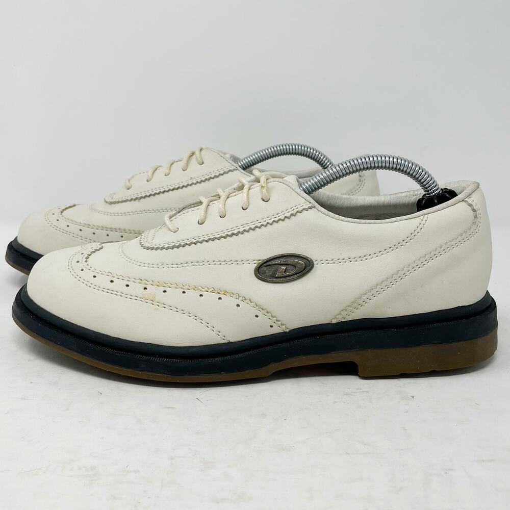 DKNY Ivory Leather Spikeless Golf Shoes Oxford Wingtip Womens Size 8.5